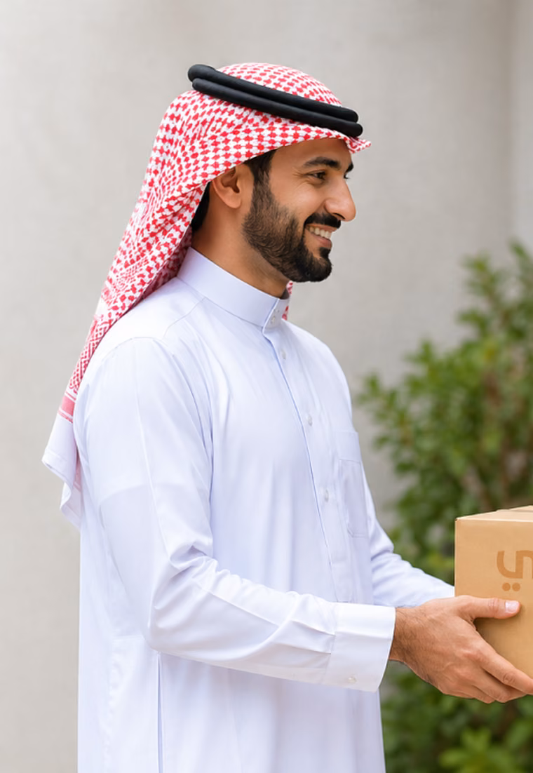 Waffy delivery, receiving the package